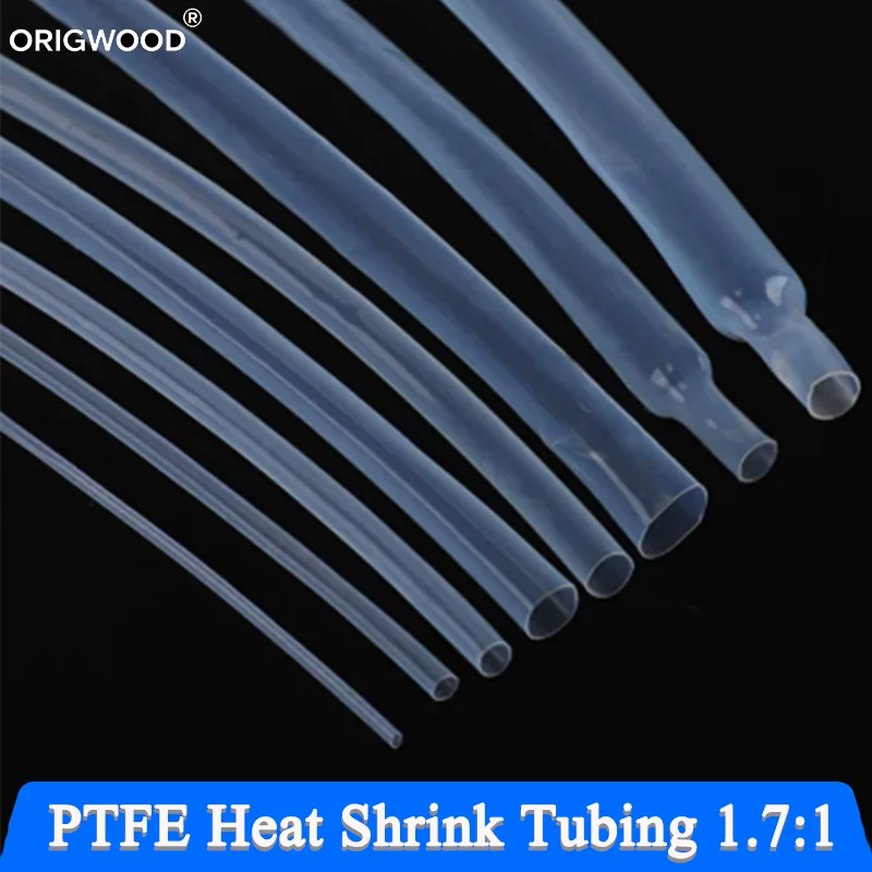 1 Meter 1.7:1 Shrinkage PTFE Shrink Tube Transparent 0.5mm ~ 15mm  260℃ 600V High Temperature Pipe Shrink Tubing For Wires