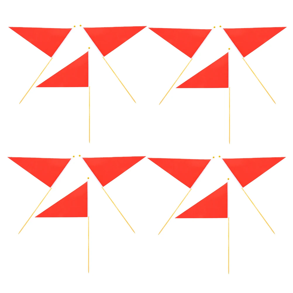 

12Pcs High Visibility Construction Flags Red Triangular Marking Outdoor Yard Lawn Irrigation Survey Safety Marking Flag for Lawn