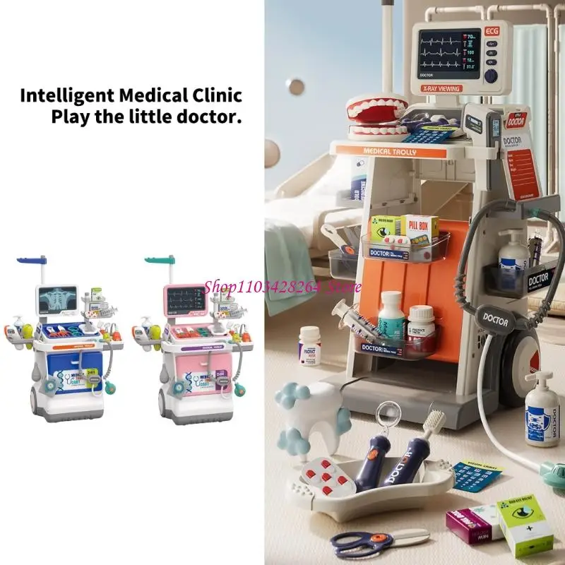

Kids Educational Doctor Set Transportable Clinical Case ECG Observe Pretend Play Toy ABS Substance