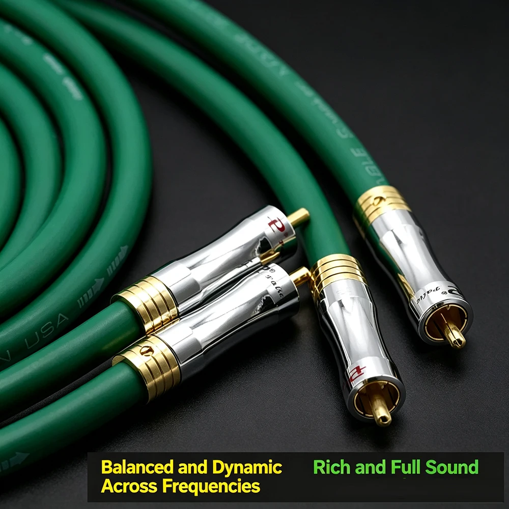a pair Mcintosh Copper Silver Alloy Audiophile Grade Audio Cable Dual Lotus Head RCA Signal Cable