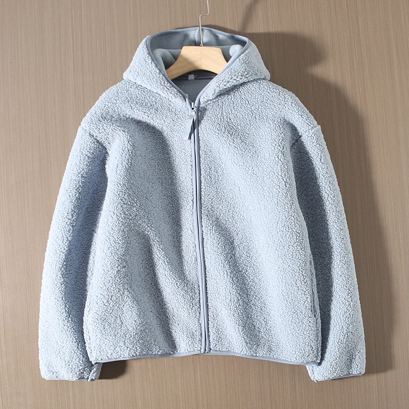 

Японский женский открытый кардиган с мехом ягненка и капюшоном, пальто, повседневная осенне-зимняя модная верхняя одежда, пальто свободного покроя