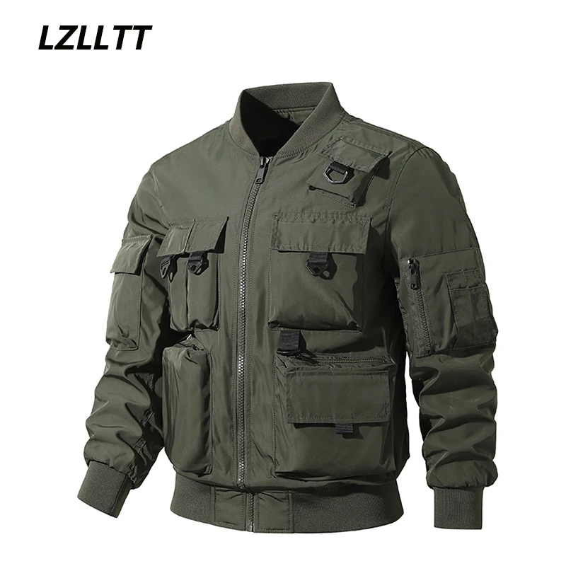 

Spring Autumn New Military Bomber Jacket Men Windproof Casual Multi-Pocket Tactical Jacket Coat Outwear Slim Pilot Jackets Male