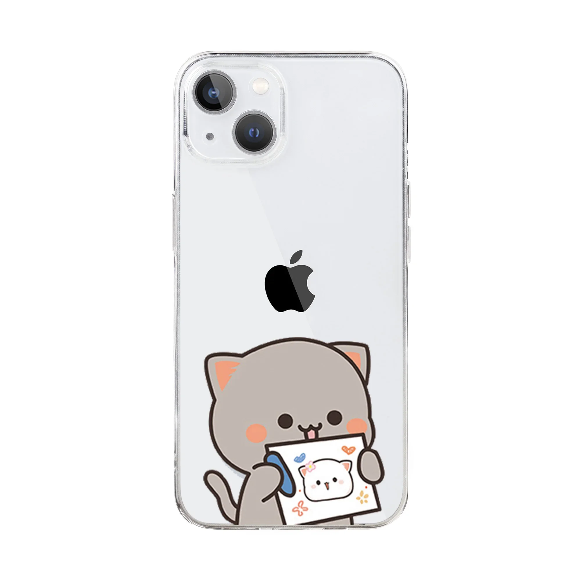 Funny Cat Couple Phone Case For iPhone 14 13 12 11 Pro Max Mini X XR XS Max 7 8 Plus SE Cartoon Clear Paired Lovers Cover Shells