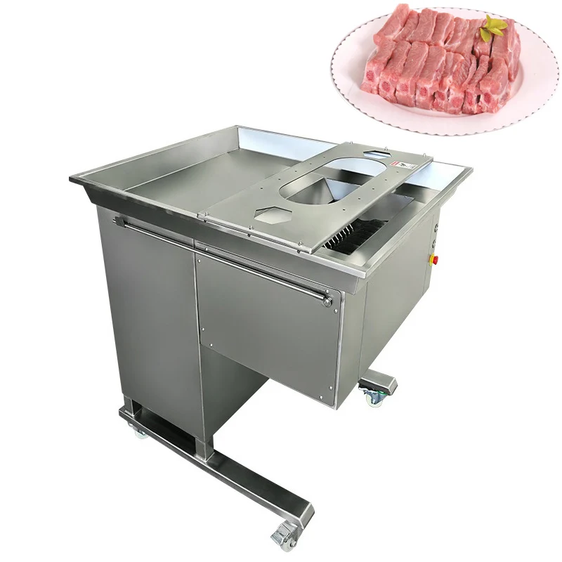 Fatiador de carne automático industrial, costelas de porco, cortador de cubos para costeletas de cordeiro frescas e máquina de corte em cubos de carne