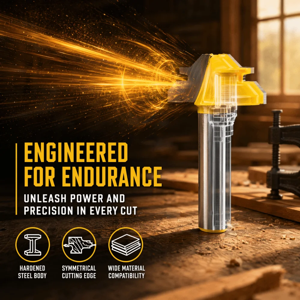 1/4 Inch Shank Lock Miter Router Bit 45 Degree Angle 1-3/8 Inch Diameter Wood Milling Cutter Drill Cutting Tool 1/2 Inch Shank