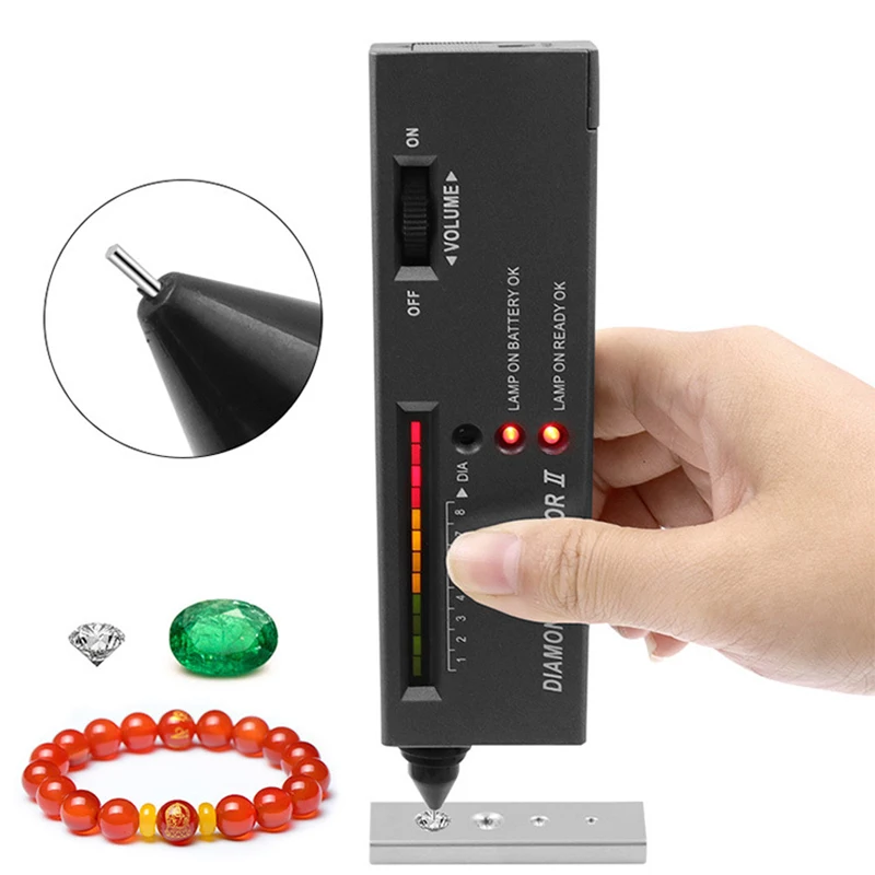 Stylo testeur de pierres précieuses diamant, outil de sélection de pierres précieuses portable, indicateur LED, outil de test de bijoux d\'image