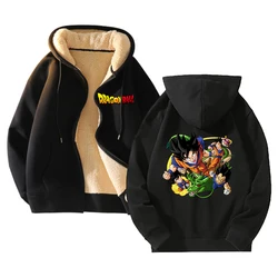Dragon Ball Trendy Cashmere Coat Thickened Cardigan Male Sweatshirt Goku Zipper Hoodies Y2k Anime Clothes Winter Clothing Coats