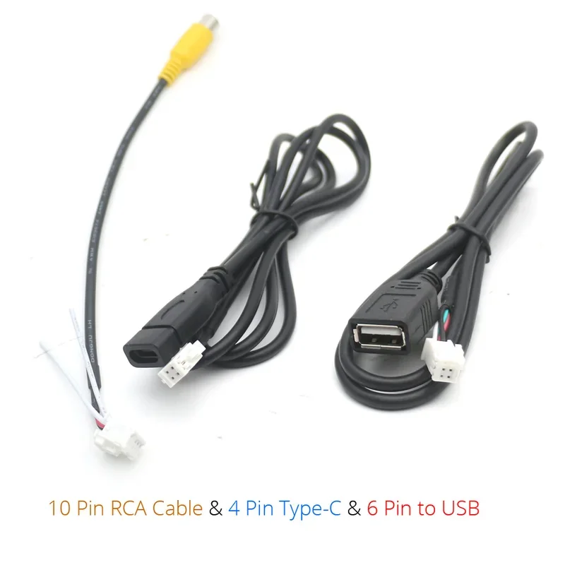 4 6 10 Pin Plug Connector Dual Type-C USB Interface Cable Adapter for Android Navigation Multimedia Car Player RCA Camera Input