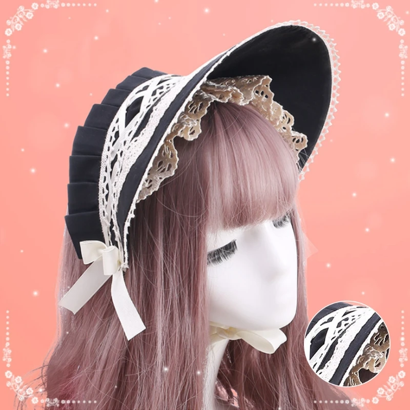 Retro น่ารักลูกไม้โบว์ผม Headdress Hairband Headdress สาว Props หมวก