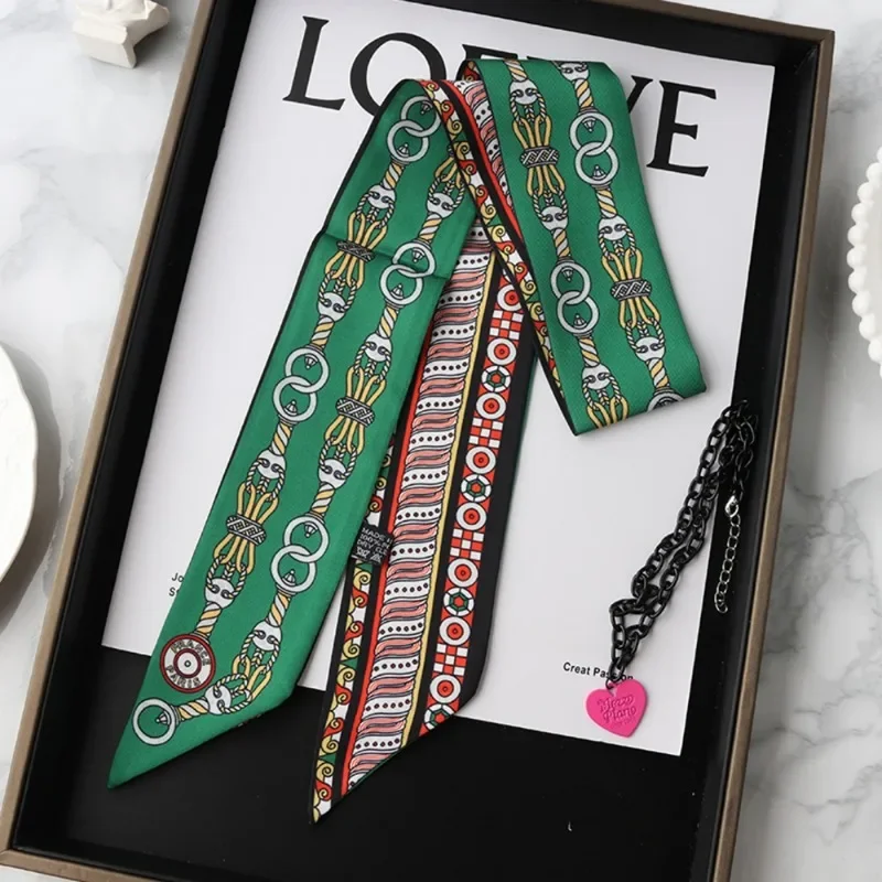 Moda magro lenço de seda para mulheres moda fitas de cabelo headbands bandana saco feminino envoltório de pulso lenço foulard pescoço laços