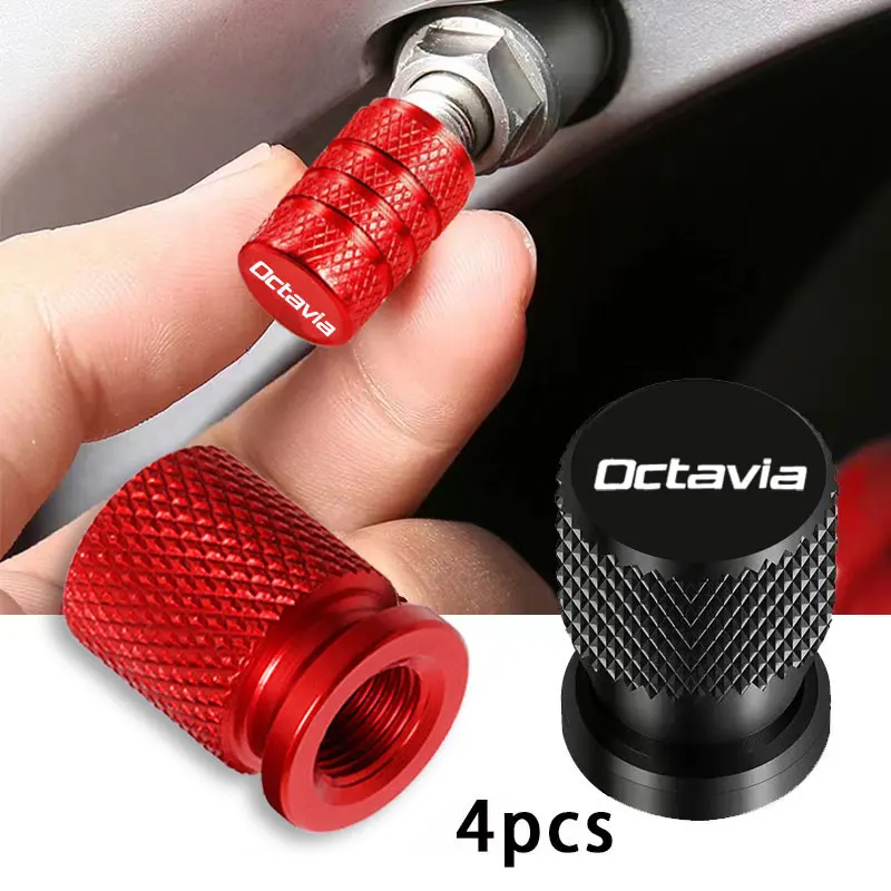 

For Skoda OCTAVIA Auto Accessories Car Wheel Tire Valve Caps Tyre Stem Covers Airdust Waterproof