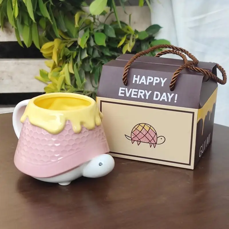 Funny Turtle Water Cup Turtle Giving Best Friend Cup Girlfriend Birthday Gift Ceramic Cup Creative Cute Makeup Cup Novelty Gifts