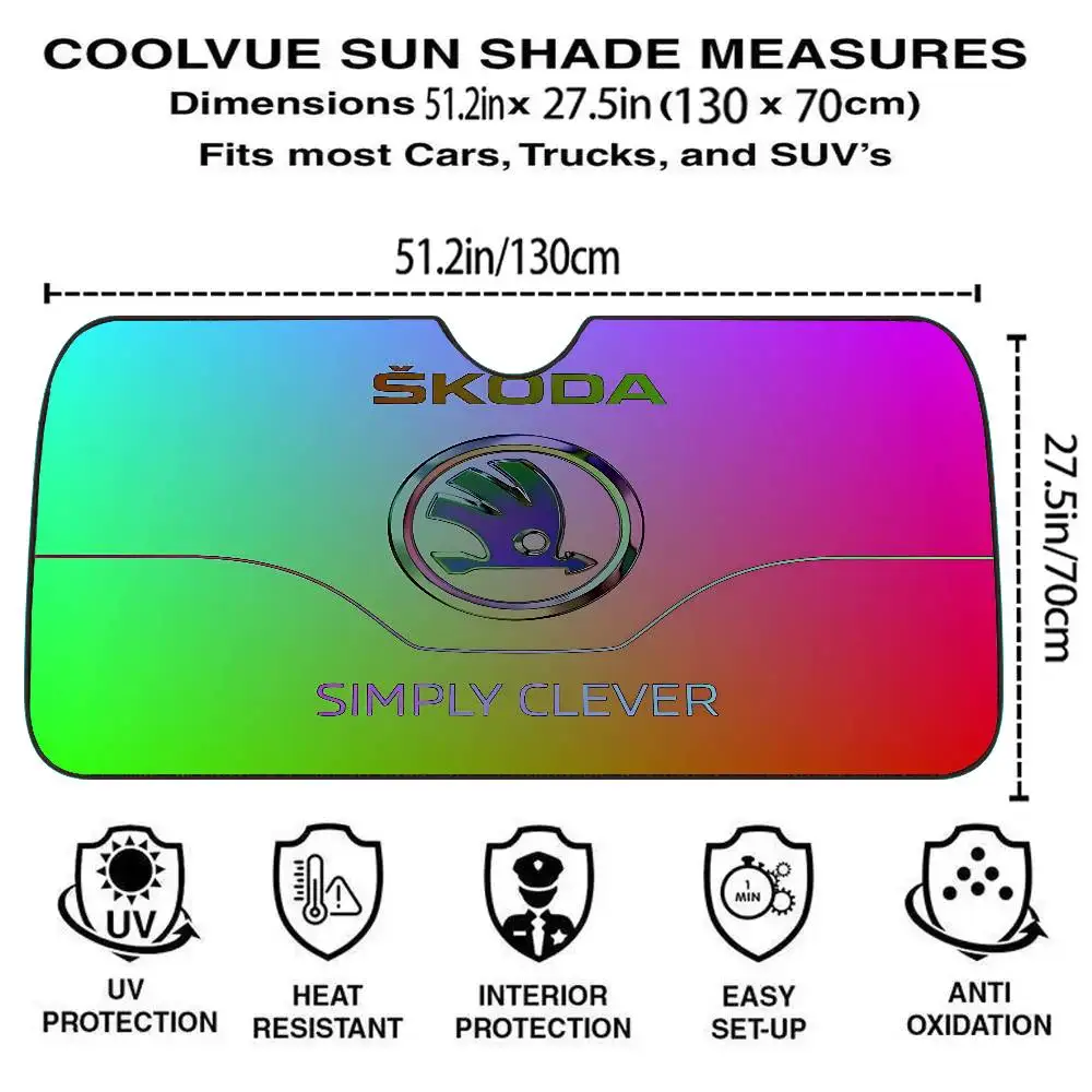 H-Skoda-s مظلة السيارات الستائر ظلة نافذة السيارة غطاء الزجاج الأمامي الشمس الظل السيارات الشمس قناع سيارة يغطي #6