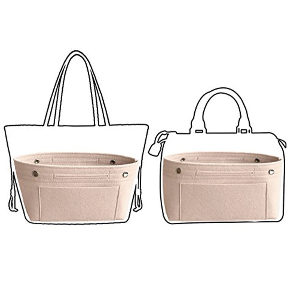 

Handbag Organizer Storage Cosmetics Inner Pouch Felt Makeup Accessories Beige Insert Miss