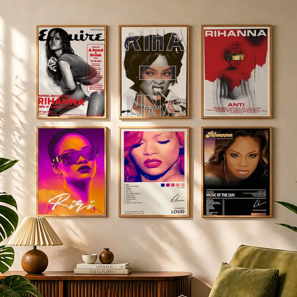Singer R-rihanna	 Painting Calligraphy Canvas HD Poster Waterproof Fade Resistant Wall Art Print for Home Decor