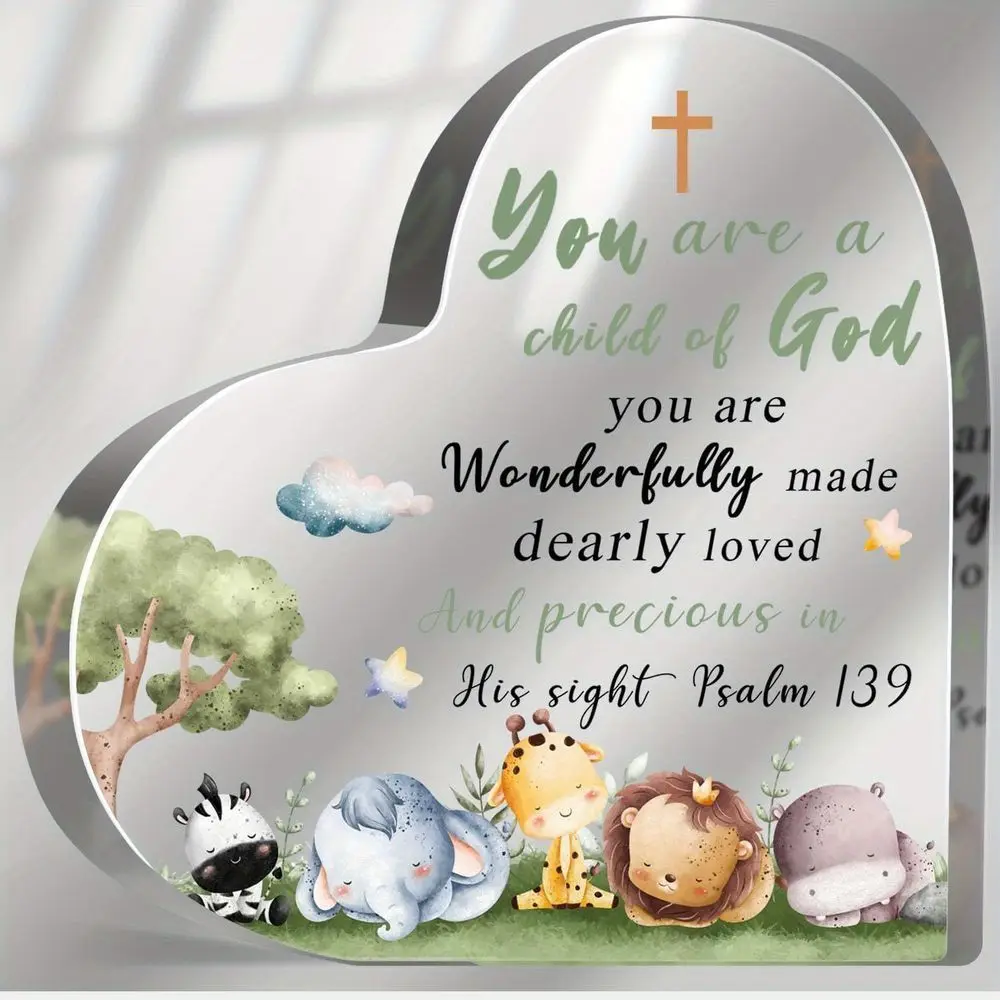 Religious Baptism Confirmation Acrylic Sign, Inspirational Home Decor Gift for Boys Girls Godchild Grandkids