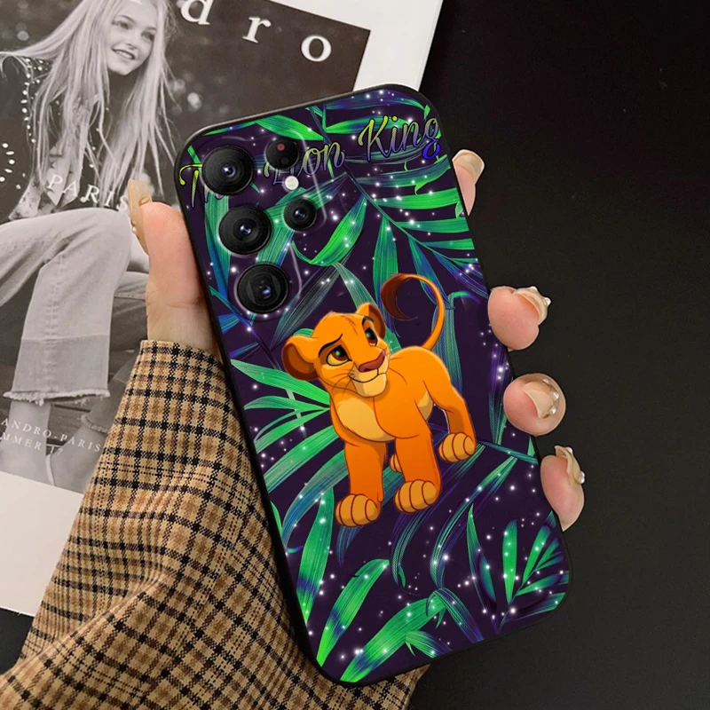 Disney Cartoon The Lion King per Samsung Galaxy S24 S23 S22 S21 S20 FE S10 S10E Plus Ultra Pro Lite 5G custodia per telefono posteriore nera