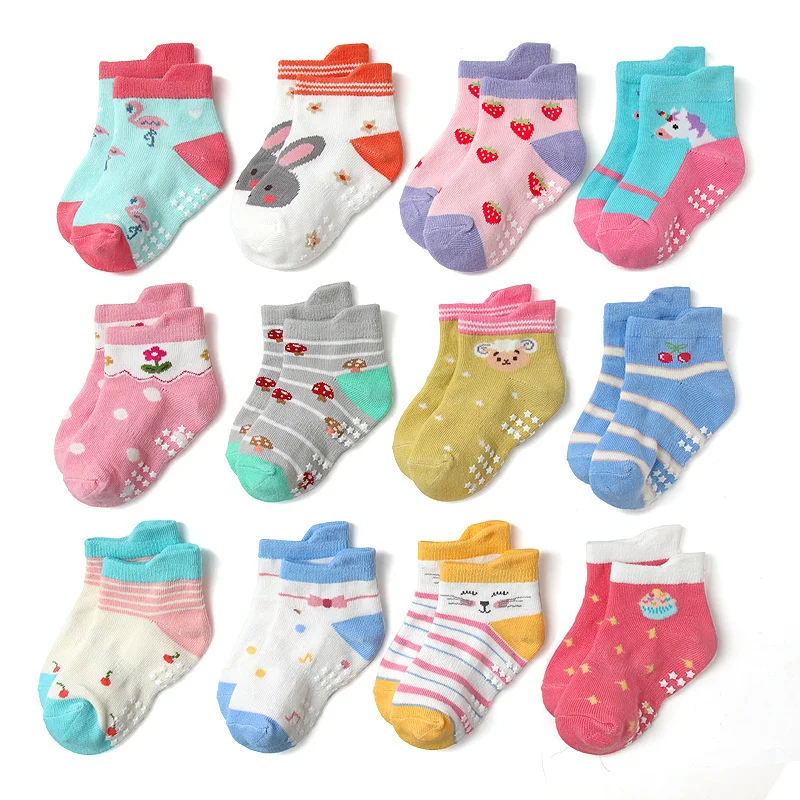 Kids Anti-Slip Floor Socks Parent Cotton Fashion cartoon Breathable Socks Elasticity Sports Boys Girls  Outside Children