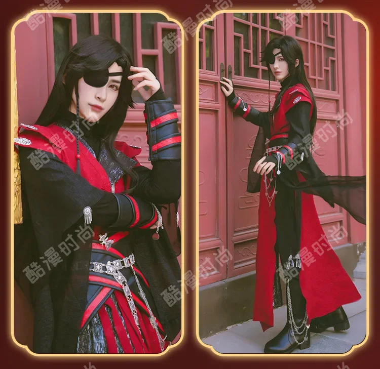 Hua Cheng Cosplay Costumes Heaven Official's Bless Suits Wig Blakc and Red Outfits Hanfu Full Set Tian Guan Ci Fu For Adults Men