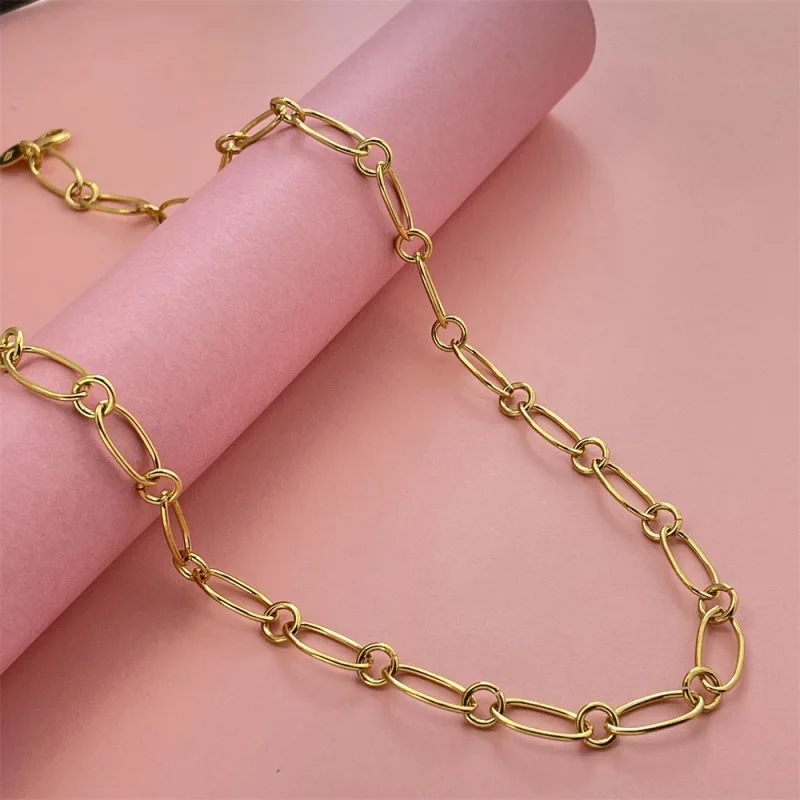 

Ожерелье из серебра 925 пробы, 46 см, скрепка для бумаг, золотое ожерелье, женская мода, простой подарок на день рождения, свадьбу, годовщину, ювелирное изделие