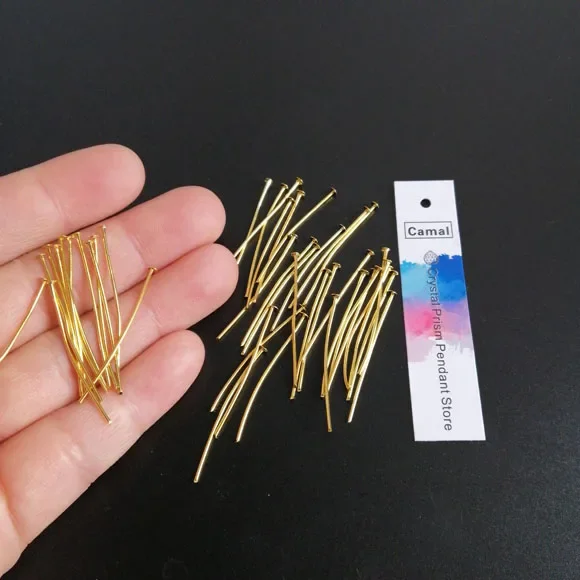 

Camal 100pcs 1.37 35mm Gold Straight Pins Connector Part to Connecting Hanging Prism Crystal Bead Pendant Chandelier Lighting