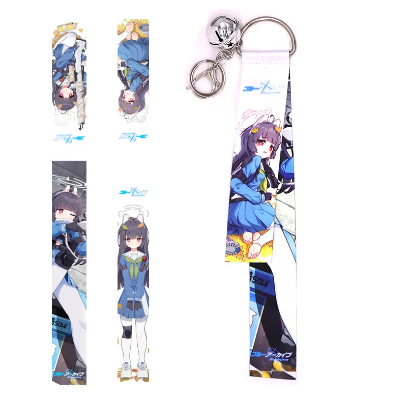 Anime Blue Archive Figures Sunaōkami Shiroko Takanashi Hoshino Waraku Chise Cosplay Bell Streamer Keychains Pendant Backpack Toy