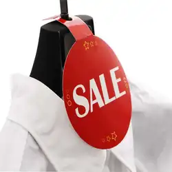 100pcs Sale Tag With Hanger Eye, Clothing Price Cards Printed Hook Swing Label Promotional Ticket Event Paper Advertising Signs