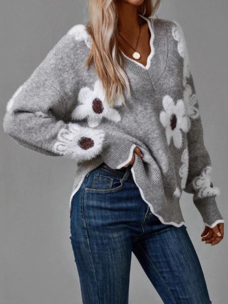 

Модный джемпер, повседневный теплый элегантный женский пуловер, новинка осени и зимы, женский вязаный свитер, топы с длинными рукавами и кружевным воротником