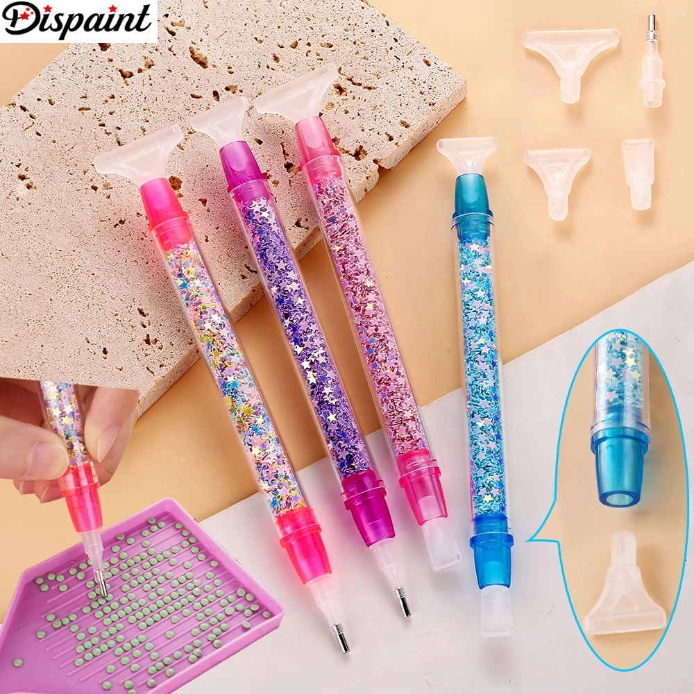 Dispaint 5D Diamond Art Painting Pen - Sparkling Star Sequins DIY Point Rhinestone Pen for Nail Art Embroidery， with Accessories