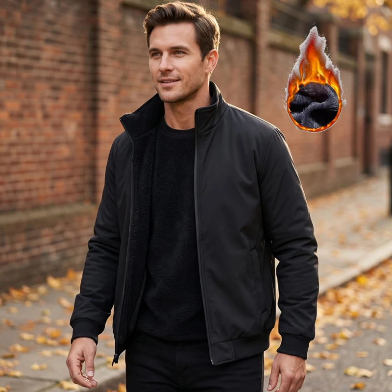 Neue Dicke Warme Winterjacken für Herren Herbst Thermische Innenjacke Herren Wintermantel Winddichte Parka-Jacke Business-Büromantel – Detail 7