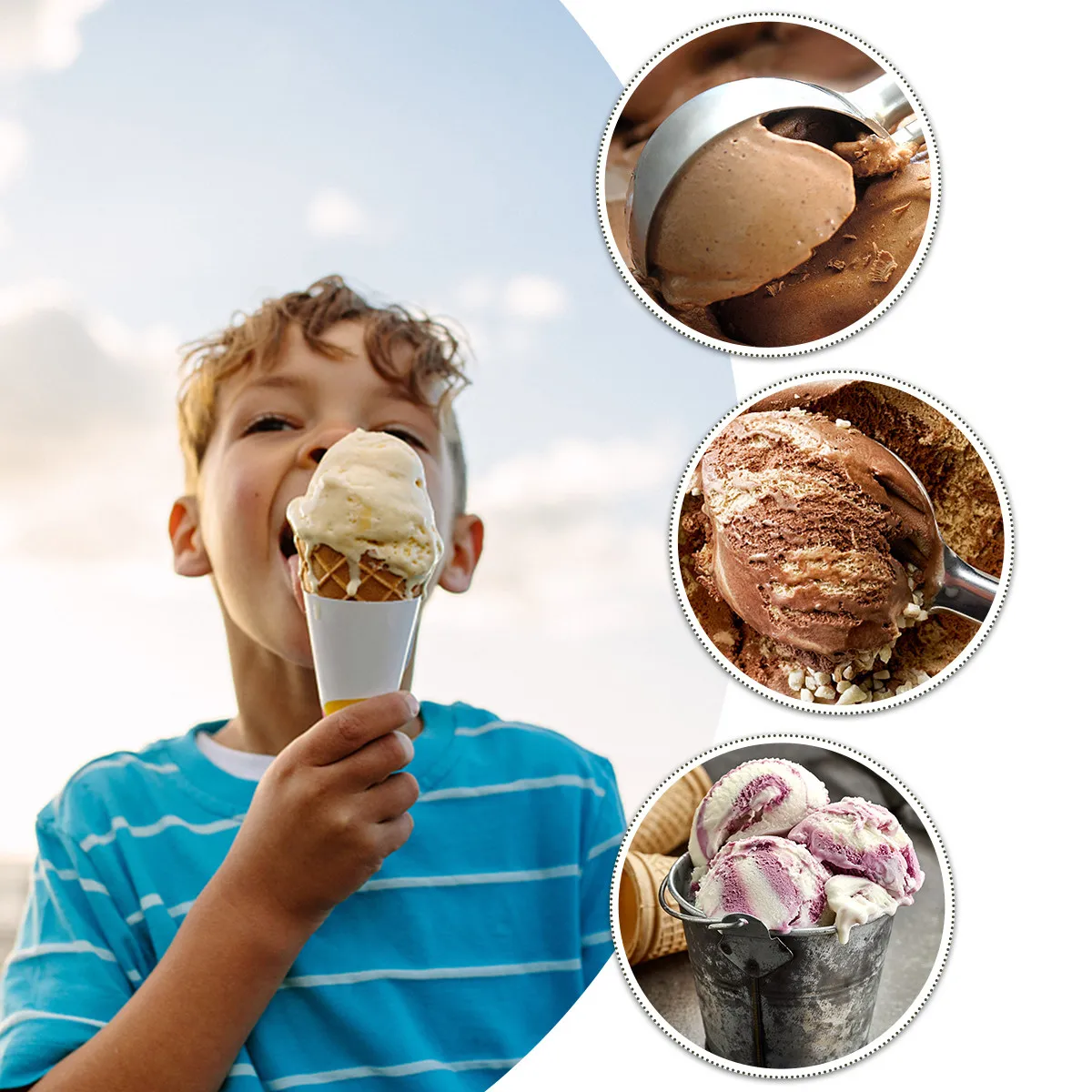 1Pcs Ice Cream Scoop Stainless Steel Long Handle Ergonomic Dessert Spoon Fruit Baller Ice Ball Maker Home Tableware