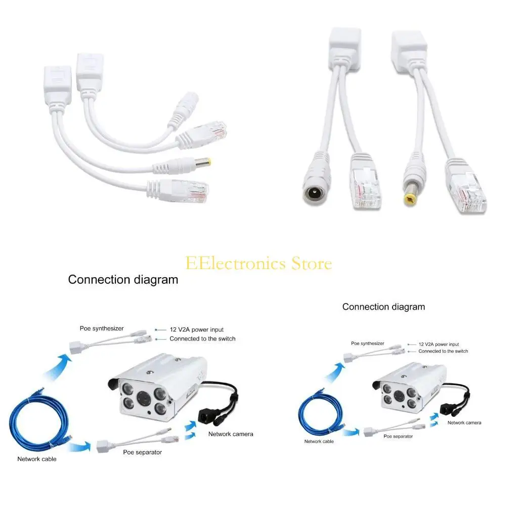 B03C Networking Power Over Ethernet Kit,Networking PoE Adapter Passive PoE Injector and Splitter for Camera WAP Devices