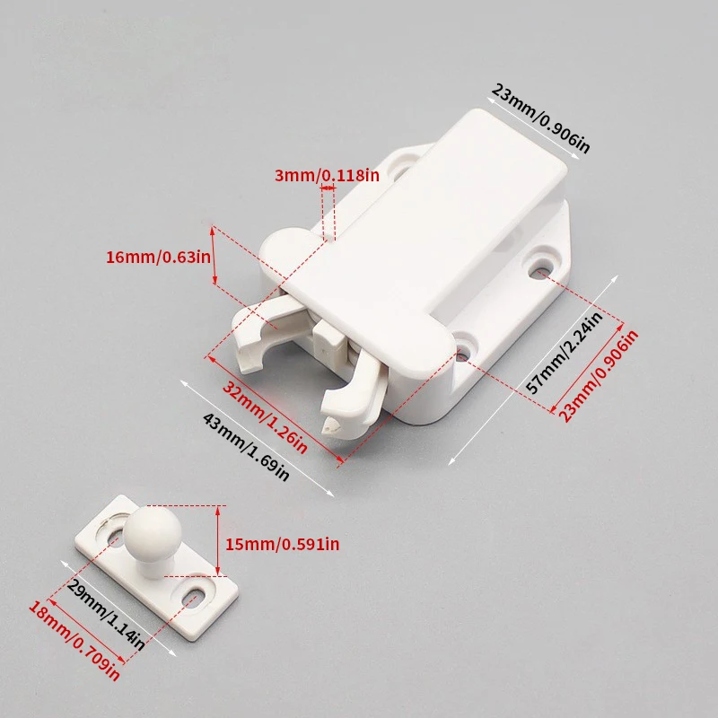 1/4 Sets of Door Closers, White Rebound Door Buckles, Suitable for Cabinets, Wardrobes, Shoe Cabinets, Furniture Door Accessorie