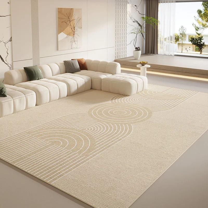 VIKAMA Modern Cream White Geometric Rug Soft Loop Pile Non-slip Large Area Carpet for Living Room Bedroom Nordic Home Decor