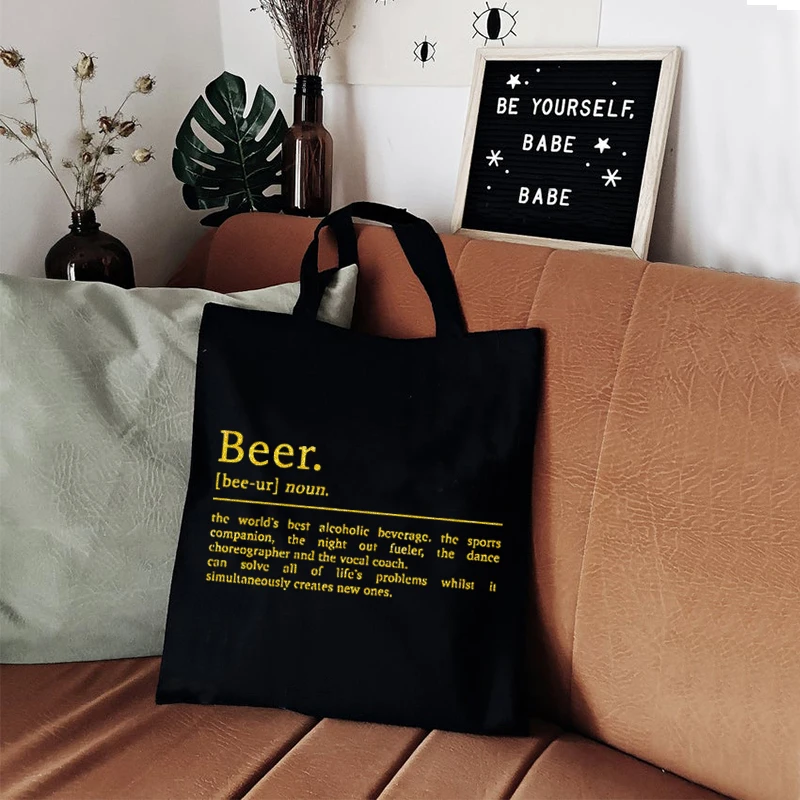 Beer Definition Shopping Bag Bar Tote Bag Kitchen Prints Women Purses Beer Print Large Tote Bag Alcohol Drink Tote Bag XL