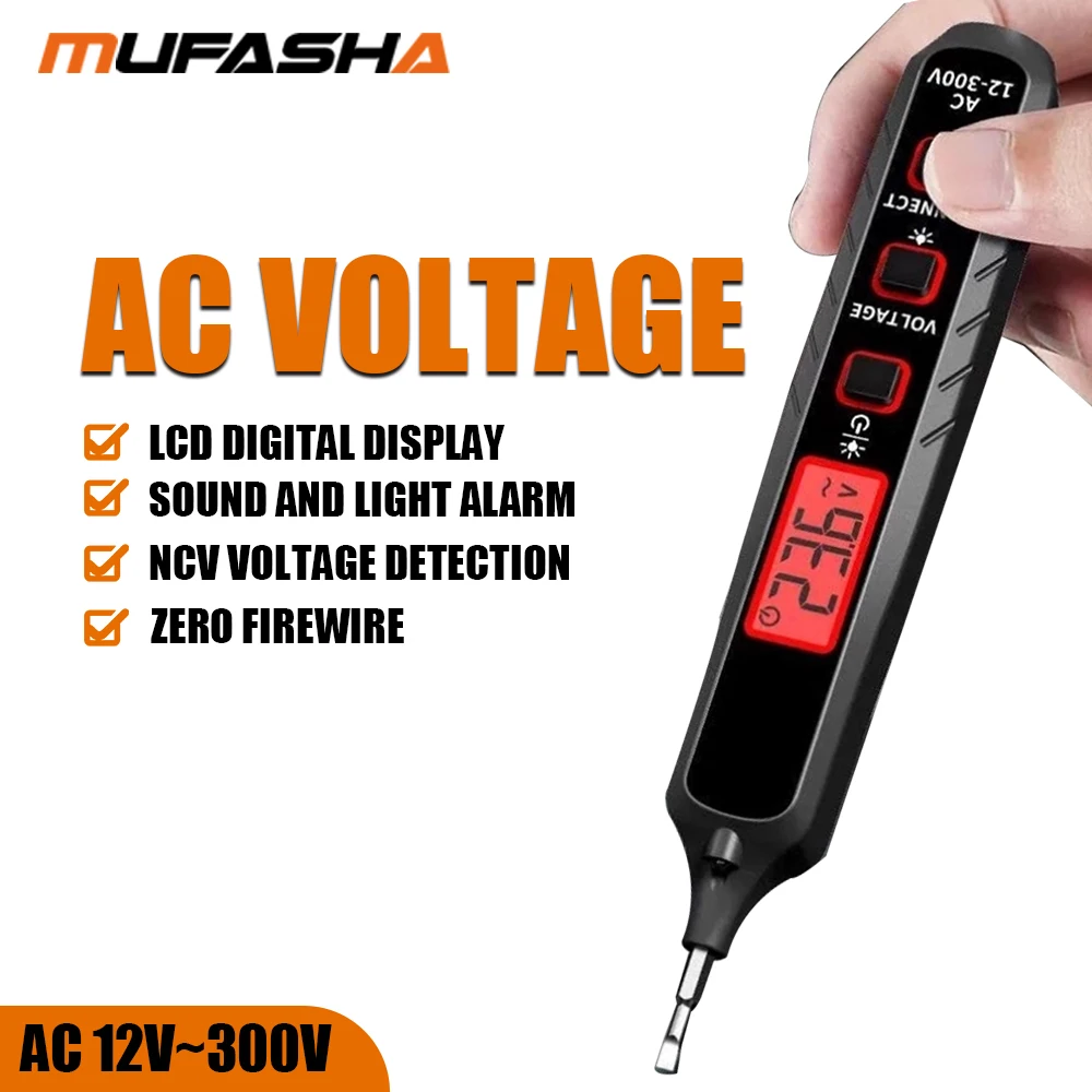 

MUFASHA AC 12-300V Smart Induction Tester Voltage Tester NCV Induction Wire Tester 50/200Hz Professional Electrician Tools