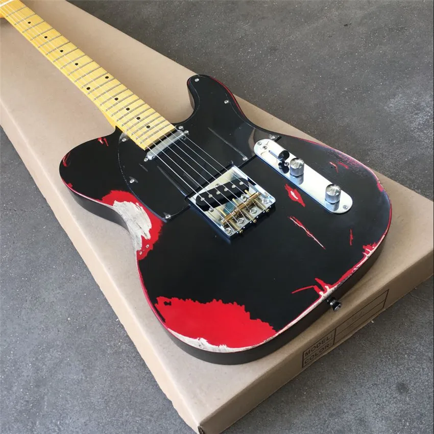 

Heritage electric guitar, black red, cow bone string pillow, color matching, free shipping, wholesale and retail