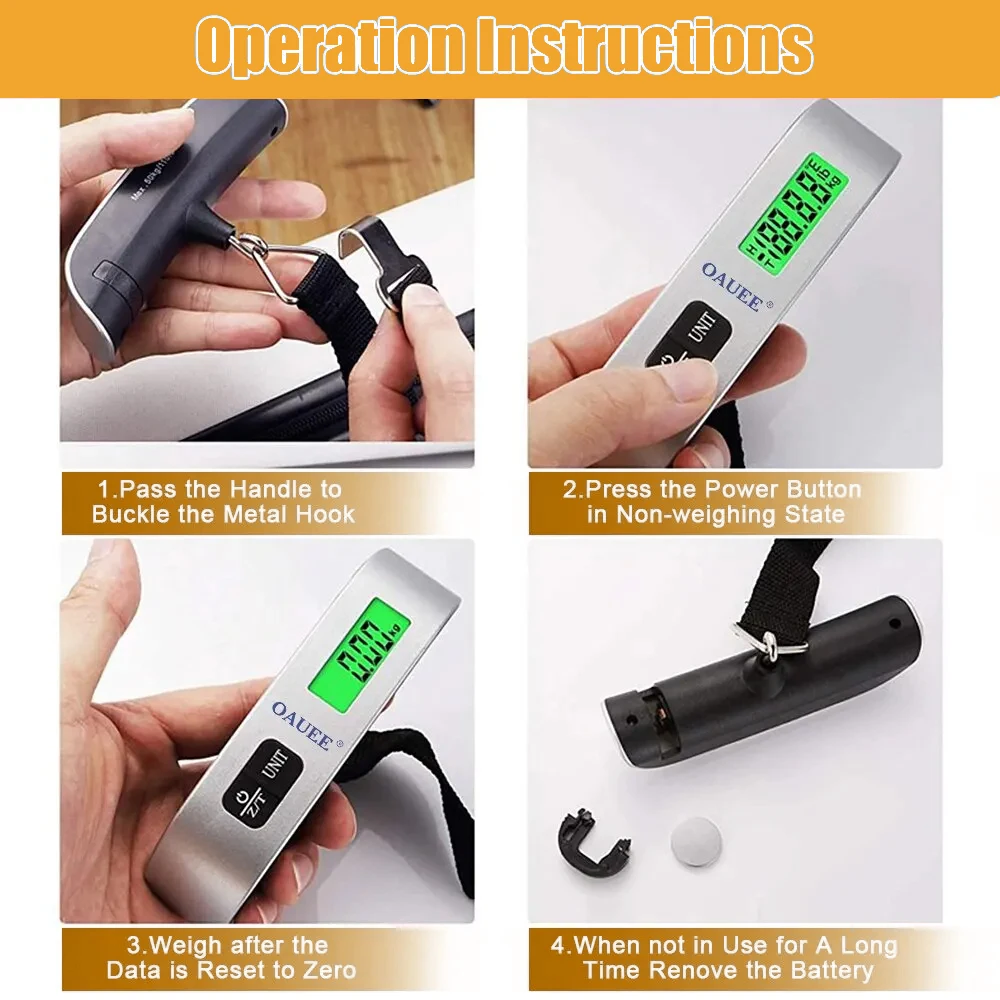 ميزان إلكتروني محمول مع شاشة رقمية LCD ، أداة توازن الوزن ، حقيبة السفر ، حقيبة الأمتعة ، 110 رطل ، 50 أو 50 أو