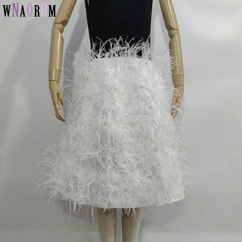 Handmade ostrich fur skirt, length 60cm, women's half skirt, dress, A-line skirt, suitable for chest circumference below 120cm