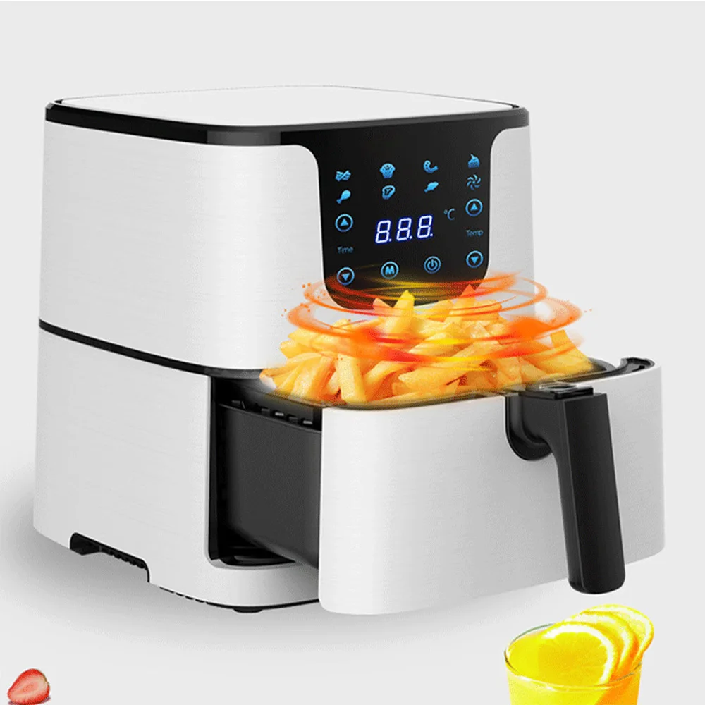 5.5L Automatic Electric Air Fryer Oil Free Chicken Fryer Large Capacity Smart Household French Fries Frying Machine