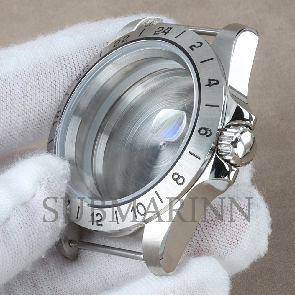 39mm NH35 Watch Case GMT Solid Bezel Stainless Steel Sapphire Glass for Explorer 2 Case Fit Seiko NH34 NH35 NH36 NH38 Movement
