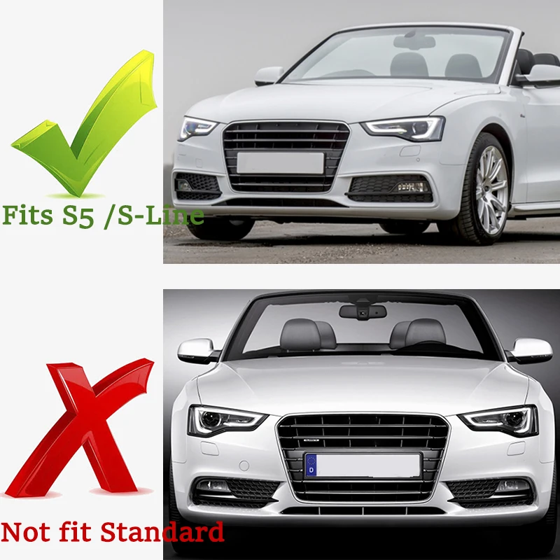 HONEYCOMB GLOSS BLACK FOG LIGHT COVERS GRILLES FOR AUDI A5 S LINE & S5 2013-2017