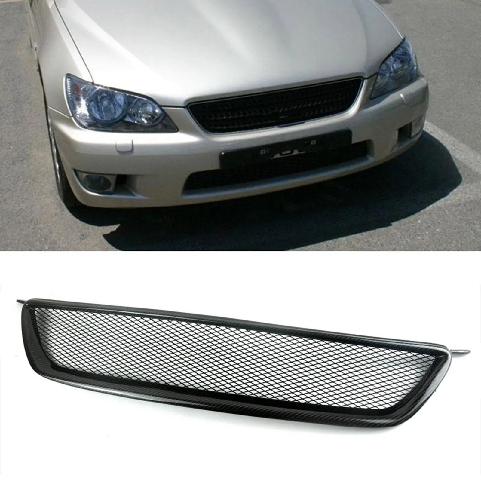 

New！ Front Grille Grill For Lexus Is200 Is300 1998 1999 2000 2001 2002 2003 2004 Altezza Real Carbon Fiber Car Upper Bumper Hood