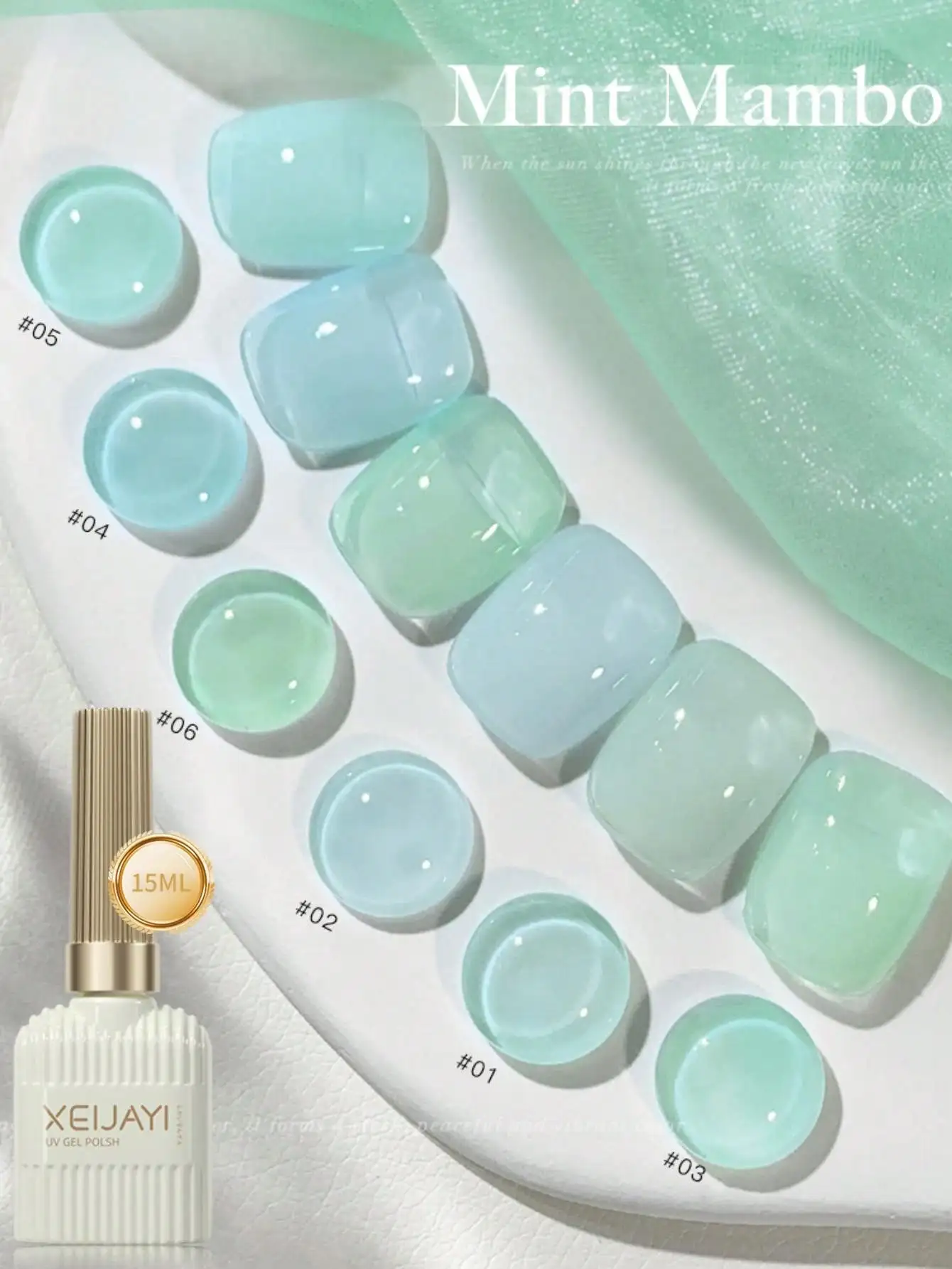1/6Pcs 15Ml Green Gel Nail Polish, All Seasons Nail Art, Soak Off Led Gel Nail Polish, Diy Home Salon Manicure