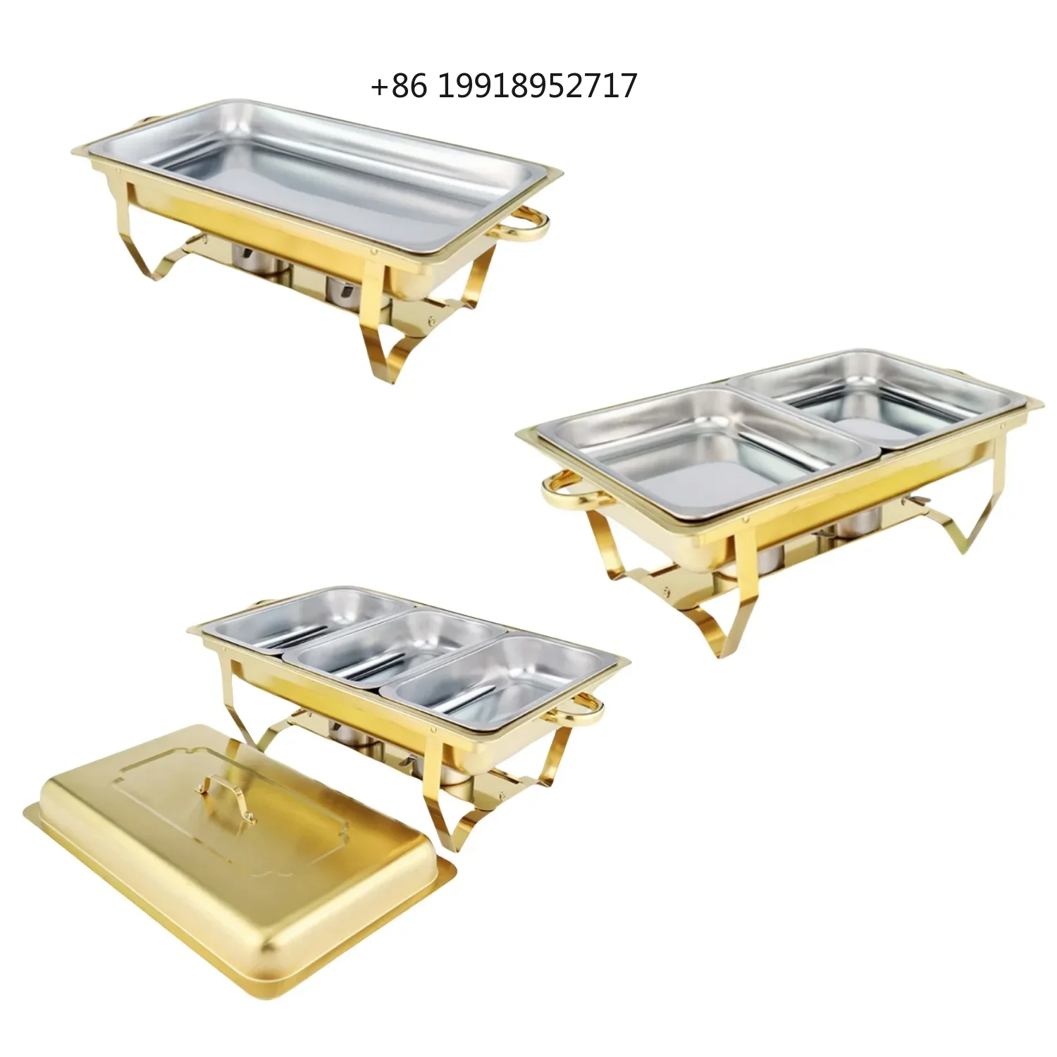 Golden Chafing Dishes, Single/Double/Three Compartments, Stainless Steel Insulated Pot, Only for Cooking JJ317
