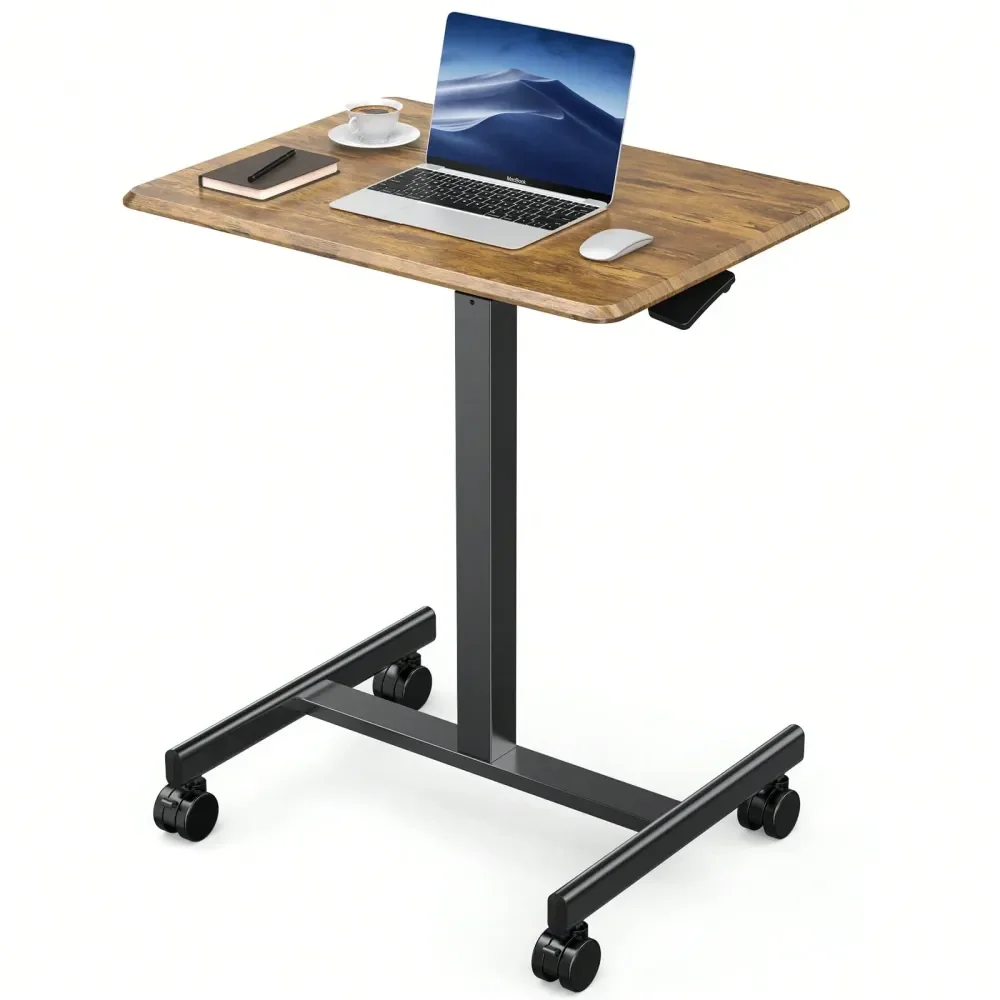 

Small Mobile Rolling Standing Desk Overbed Table, Teacher Podium with Wheels, Adjustable Height Table, Rolling Desk Laptop Comp