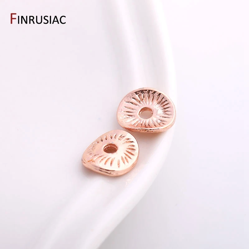 7.5mm*8.5mm Oval Flat Beads 14K Gold Plated Brass Stripe Spacer Beads For DIY High Quality Jewelry Making Accessories Wholesale