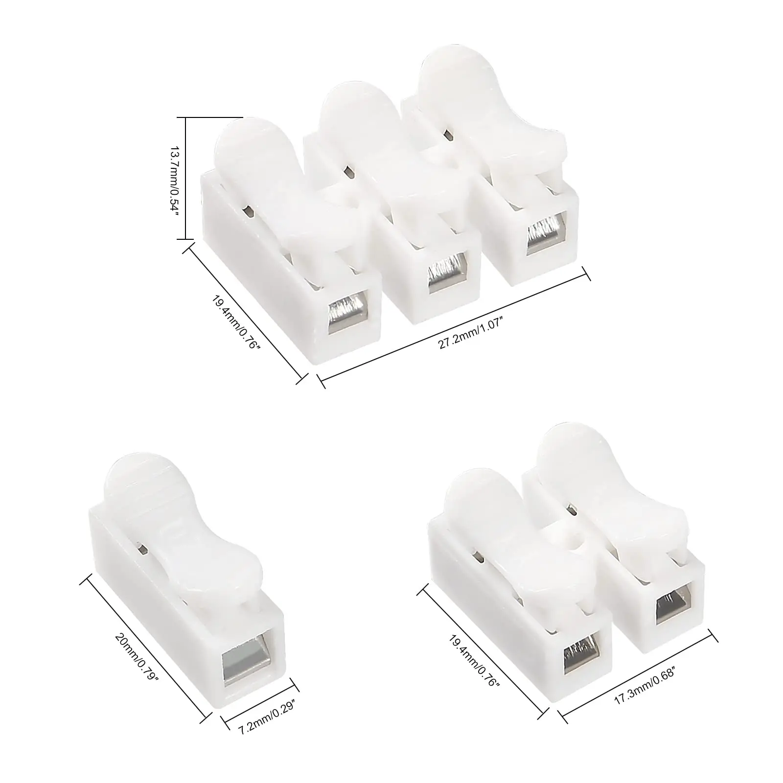 20/50pcs 1p 2p premium spring wire connectors, quick spring connectors, wire clip connectors, LED light strip connectors - white