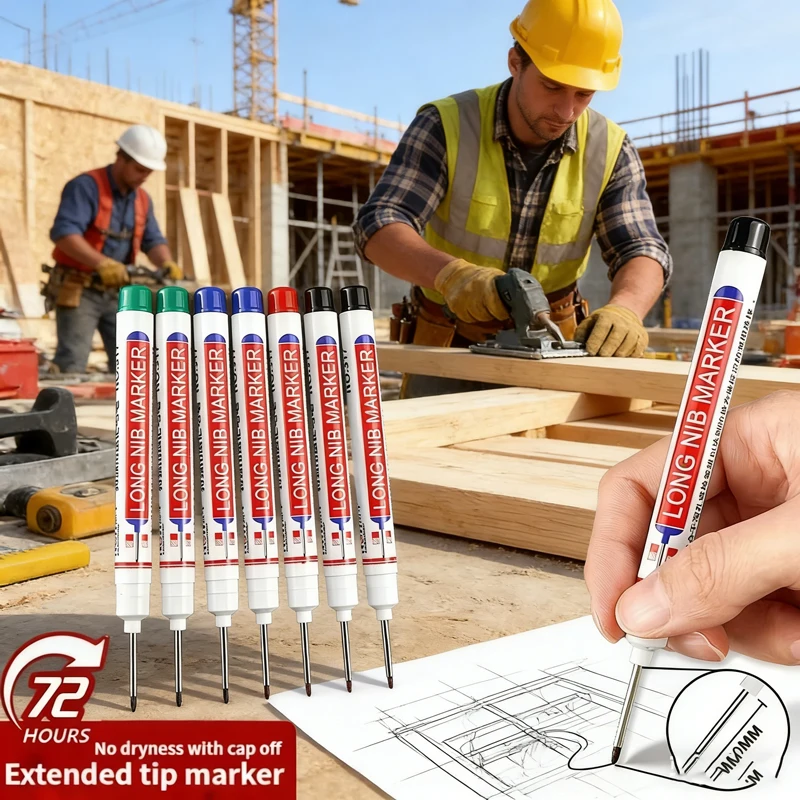 

Набор из 4 маркеров для дерева с длинным наконечником, перманентные водостойкие маркеры на масляной основе, устойчивые к выцветанию, долговечные принадлежности для столярных работ и DIY