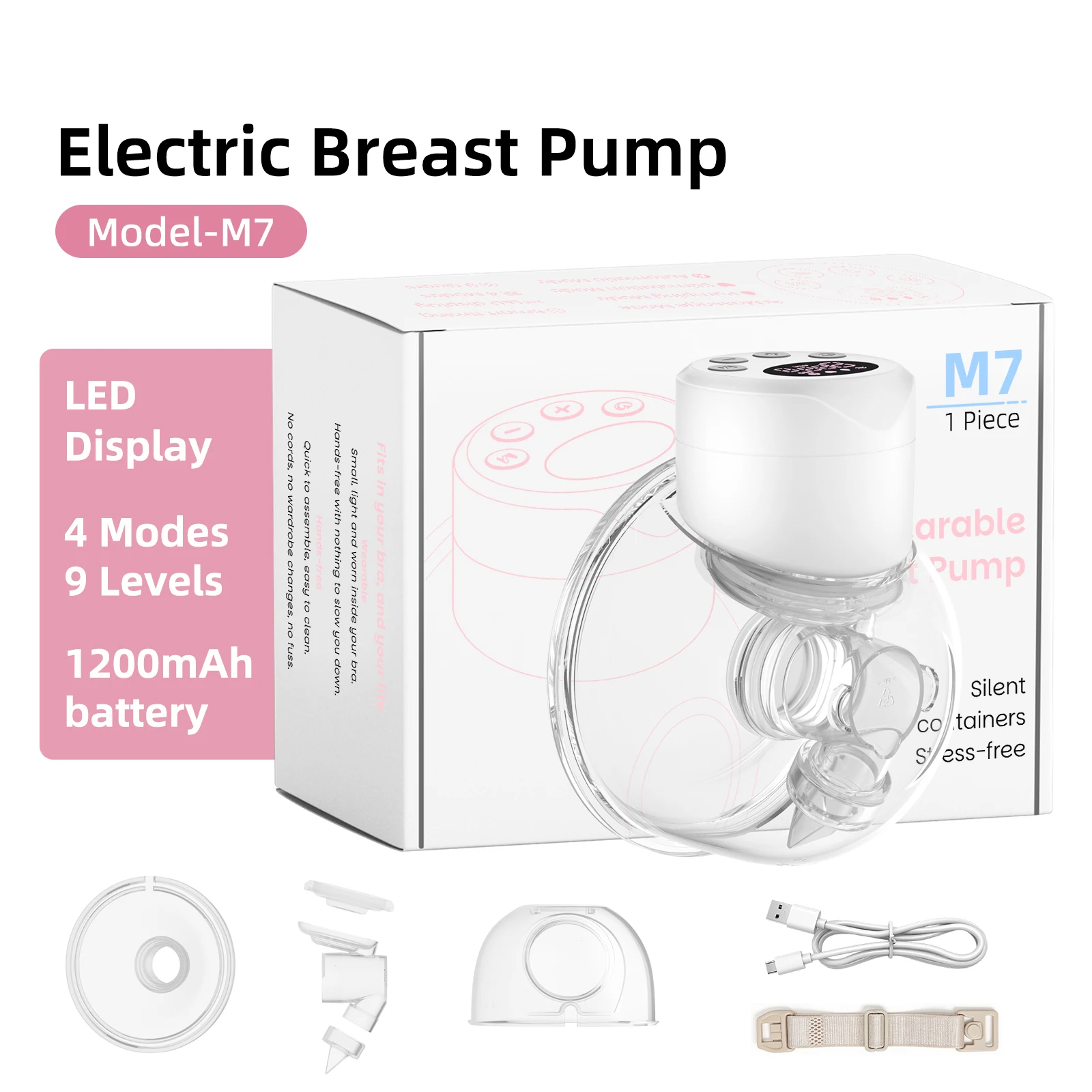 ウェアラブル搾乳器、ハンズフリーデザイン＆ledディスプレイ、4モード＆9段階調節可能なダブル電動ポータブルポンプ